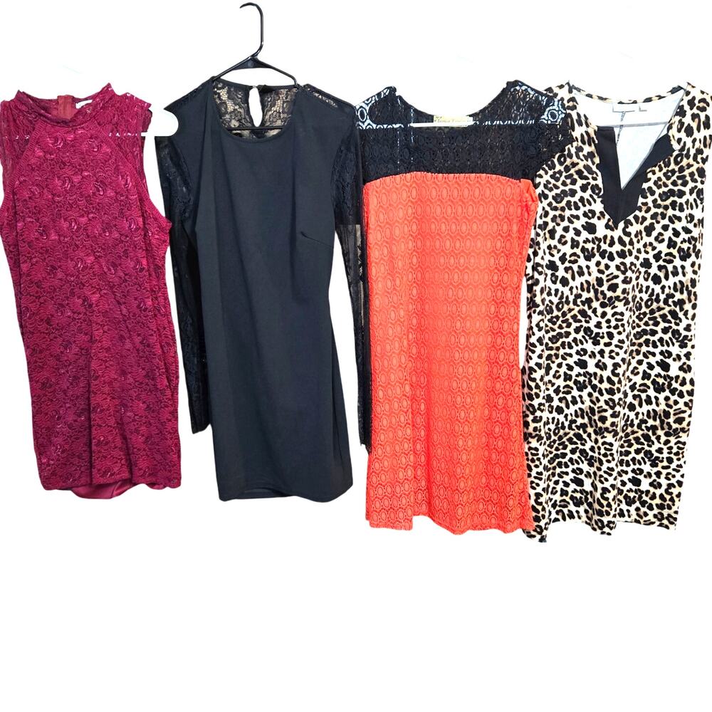 Women's Large 10 12 Dresses Wholesale Resell Bulk Lot of 4 Large